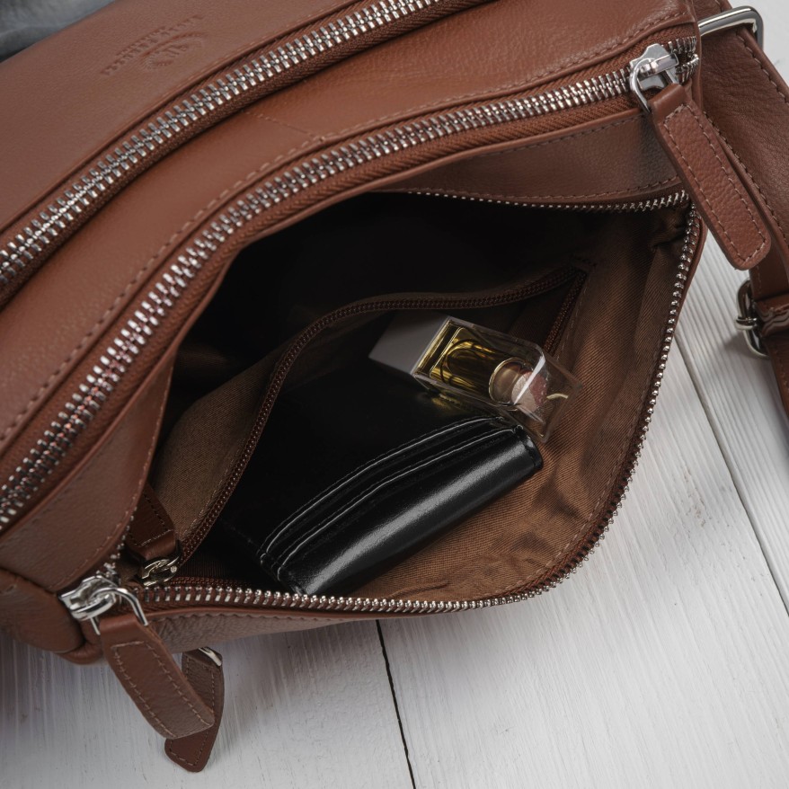 Klasyczna torebka damska na ramię skórzana koniakowa Paolo Peruzzi AY-22-CGS