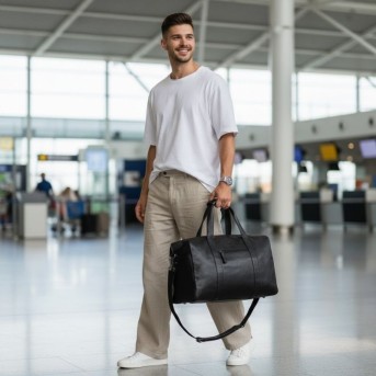 Torba podróżna męska skórzana duża pojemna czarna Paolo Peruzzi SL-10-BL