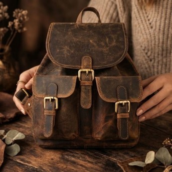 SKÓRZANY PLECAK DAMSKI VINTAGE  BRĄZOWY PAOLO PERUZZI T-16-BR