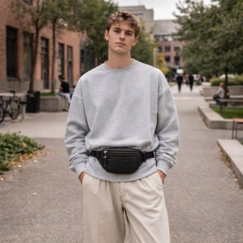 Saszetka męska nerka skórzana na pas czarna elegancka Paolo Peruzzi SL-04-BL