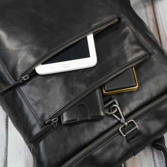 Zestaw prezentowy plecak skórzany i saszetka nerka męska Paolo Peruzzi