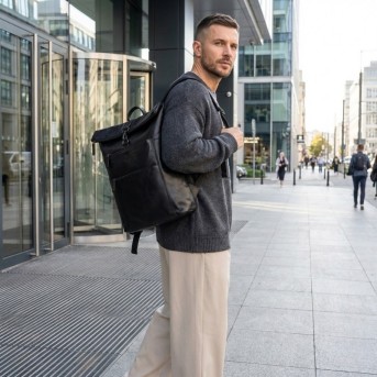 Zestaw prezentowy plecak skórzany i saszetka nerka męska Paolo Peruzzi