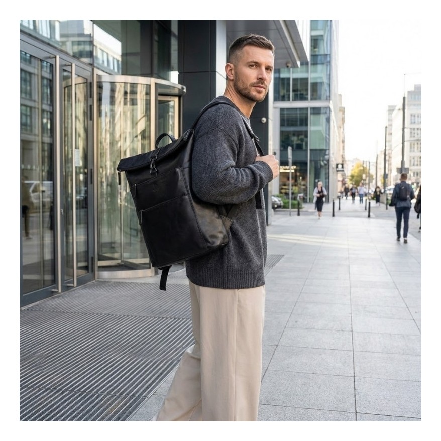 Zestaw prezentowy plecak skórzany i saszetka nerka męska Paolo Peruzzi