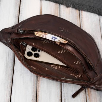 Zestaw prezentowy plecak skórzany i saszetka nerka męska Paolo Peruzzi