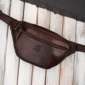 Zestaw prezentowy plecak skórzany i saszetka nerka męska Paolo Peruzzi