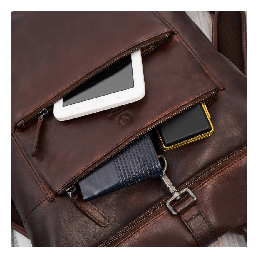 Zestaw prezentowy plecak skórzany i saszetka nerka męska Paolo Peruzzi