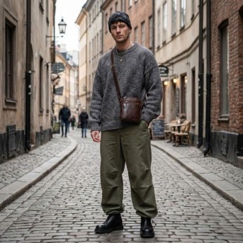 Saszetka męska skórzana na ramię klasyczna brązowa mała funkcjonalna Paolo Peruzzi SL-03-BR