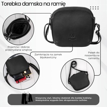 Mała torebka damska skórzana na ramię crossbody modna letnia Paolo Peruzzi AY-25-BL