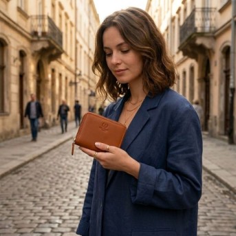 Portfel damski skórzany mały pomarańczowy w orientacji poziomej z RFID Paolo Peruzzi SL-06-OR