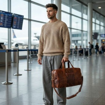 Torba podróżna męska skórzana duża pojemna koniakowa Paolo Peruzzi SL-10-CG