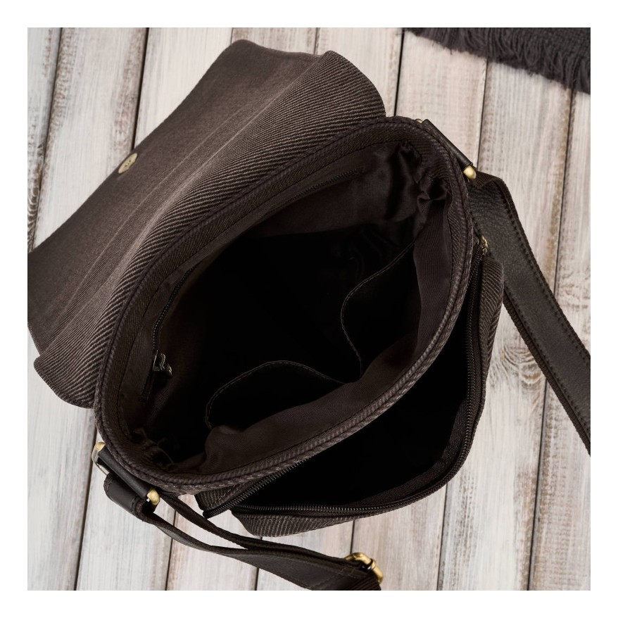 Elegancki zestaw męski Paolo Peruzzi – torba na ramię i portfel wykonane z naturalnej skóry oraz bawełnianego canvasu.