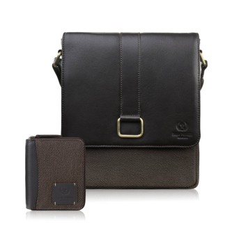 Elegancki zestaw męski Paolo Peruzzi – torba na ramię i portfel wykonane z naturalnej skóry oraz bawełnianego canvasu.