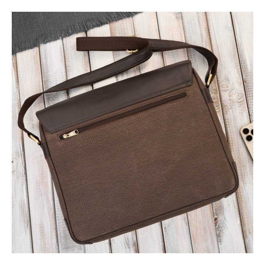 Stylowy zestaw męski Paolo Peruzzi – torba na ramię mieszcząca laptopa 15,6” oraz elegancki portfel z ochroną RFID.