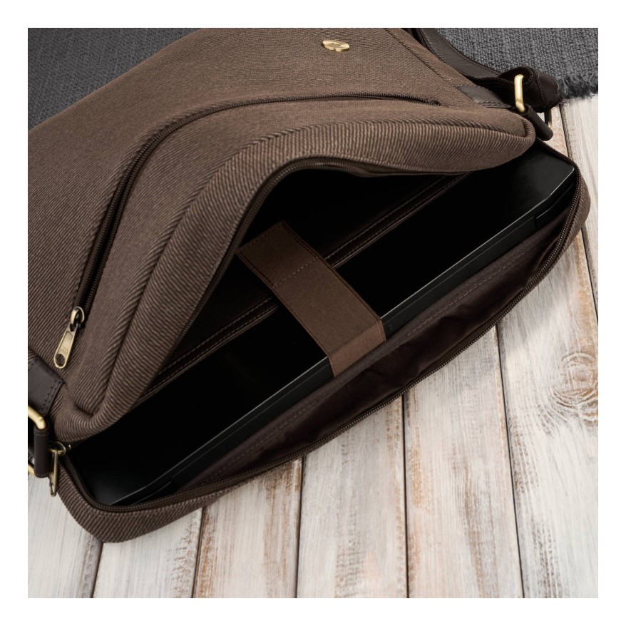 Stylowy zestaw męski Paolo Peruzzi – torba na ramię mieszcząca laptopa 15,6” oraz elegancki portfel z ochroną RFID.