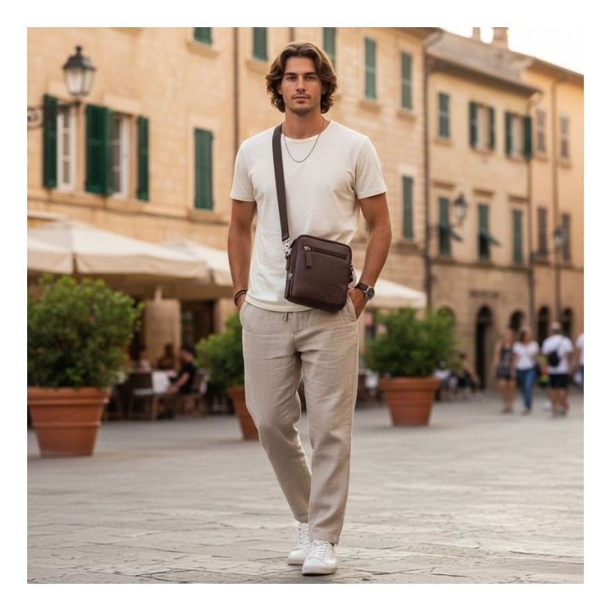 Stylowy zestaw męski Paolo Peruzzi – skórzana saszetka na ramię oraz eleganckie etui na karty.