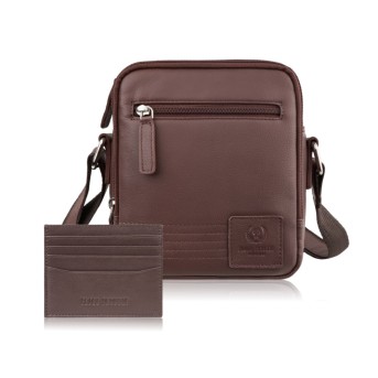 Stylowy zestaw męski Paolo Peruzzi – skórzana saszetka na ramię oraz eleganckie etui na karty.