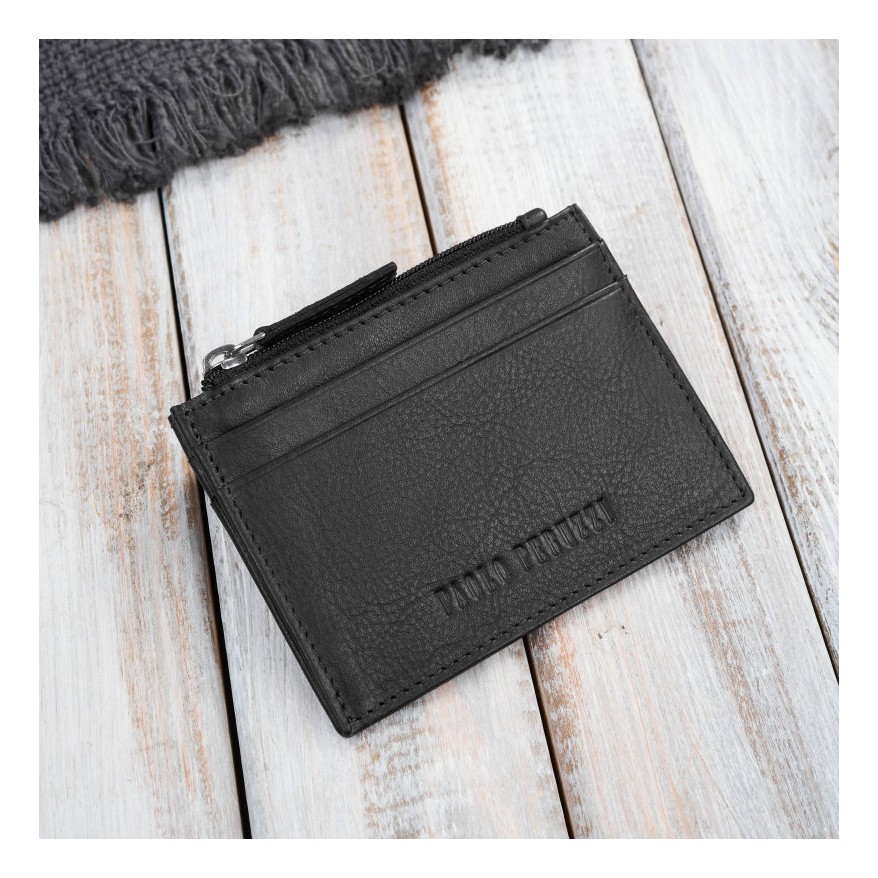 Elegancki zestaw męski Paolo Peruzzi – skórzana saszetka na pas oraz minimalistyczne etui na karty.