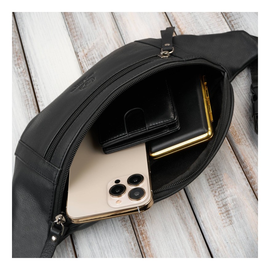 Elegancki zestaw męski Paolo Peruzzi – skórzana saszetka na pas oraz minimalistyczne etui na karty.