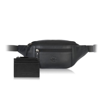 Stylowy zestaw męski Paolo Peruzzi – skórzana saszetka na ramię oraz eleganckie etui na karty.