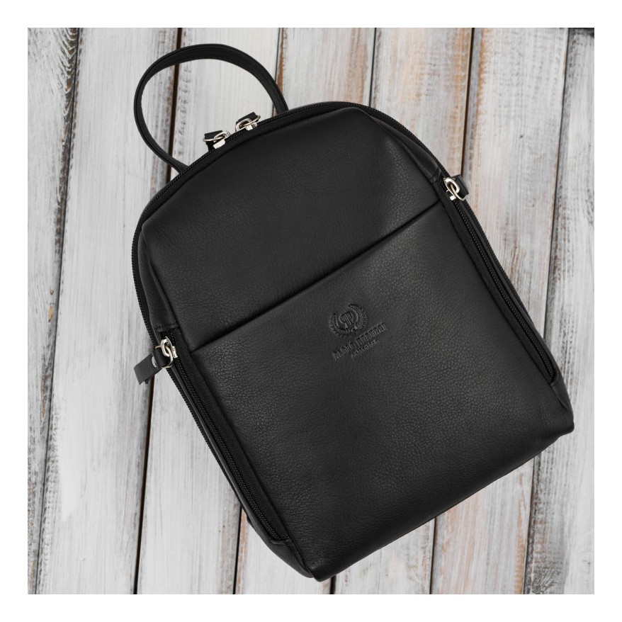 Stylowy zestaw damski Paolo Peruzzi – skórzany plecak miejski oraz elegancka mała torebka.