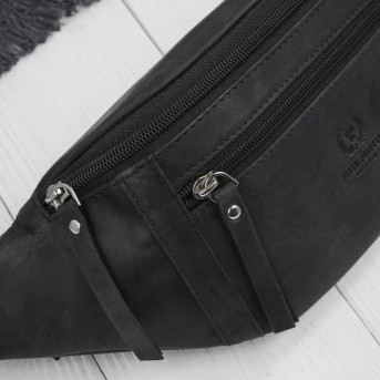 Czarna Saszetka Nerka Męska Skórzana Paolo Peruzzi AY-29-HBL