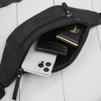 Czarna Saszetka Nerka Męska Skórzana Paolo Peruzzi AY-29-HBL