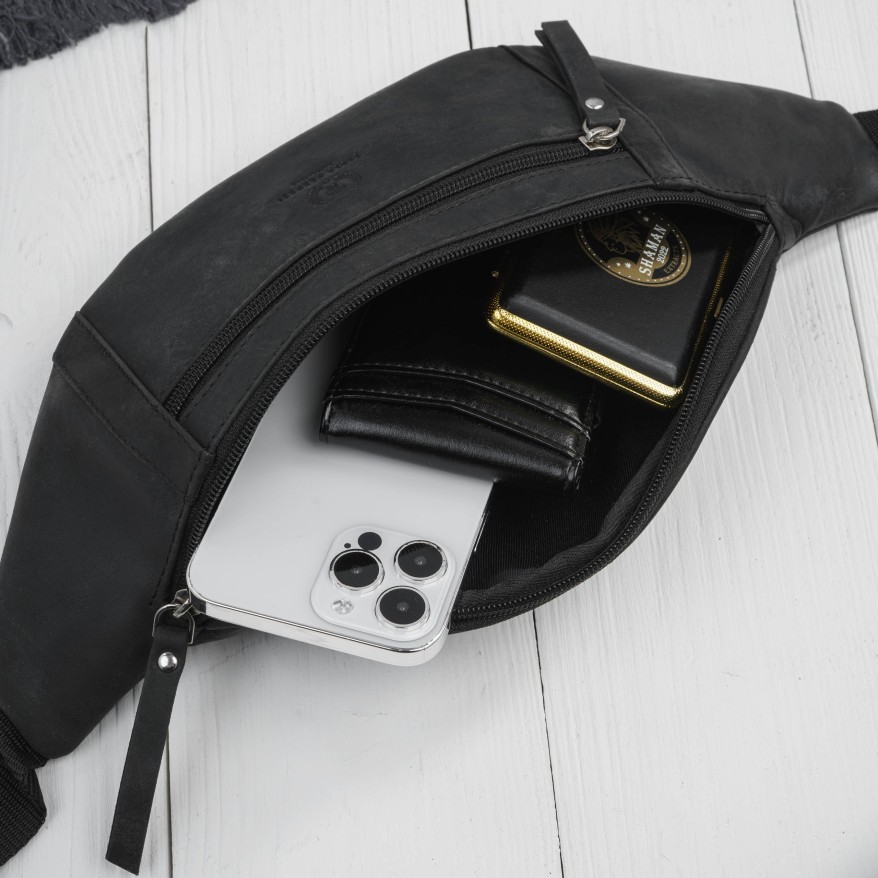 Czarna Saszetka Nerka Męska Skórzana Paolo Peruzzi AY-29-HBL