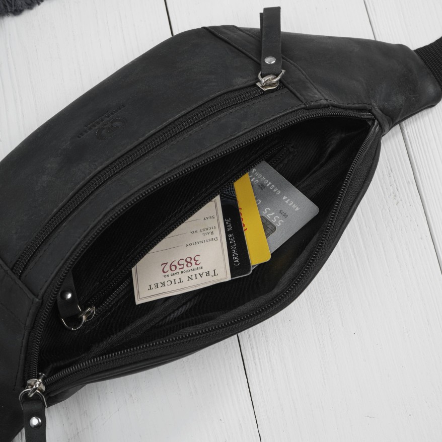 Czarna Saszetka Nerka Męska Skórzana Paolo Peruzzi AY-29-HBL