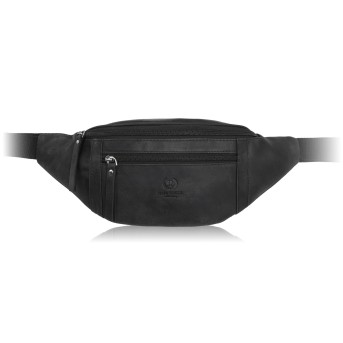 Pojemna nerka skórzana VINTAGE Paolo Peruzzi czarna AY-29-HBL