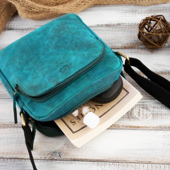 ZIELONA LISTONOSZKA VINTAGE SKÓRZANA DAMSKA PAOLO PERUZZI T-63-GR