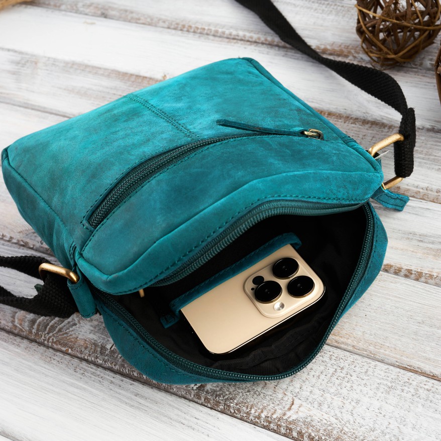 ZIELONA LISTONOSZKA VINTAGE SKÓRZANA DAMSKA PAOLO PERUZZI T-63-GR