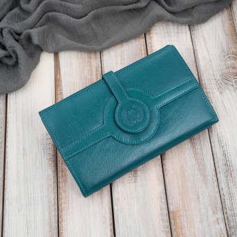 Portfel damski skórzany zielony duży skóra licowa ochrona RFID Paolo Peruzzi