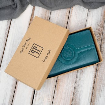 Portfel damski skórzany zielony duży skóra licowa ochrona RFID Paolo Peruzzi