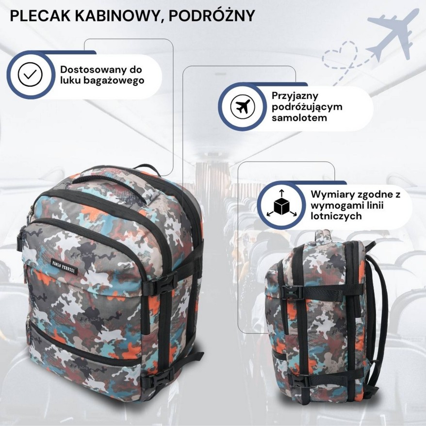 Plecak podróżny do samolotu wielofunkcyjny Paolo Peruzzi AS-01-MRA