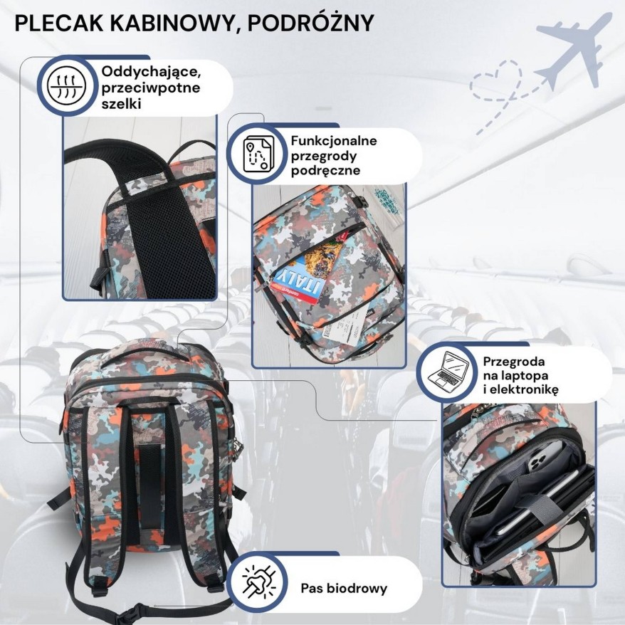 Plecak podróżny do samolotu wielofunkcyjny Paolo Peruzzi AS-01-MRA