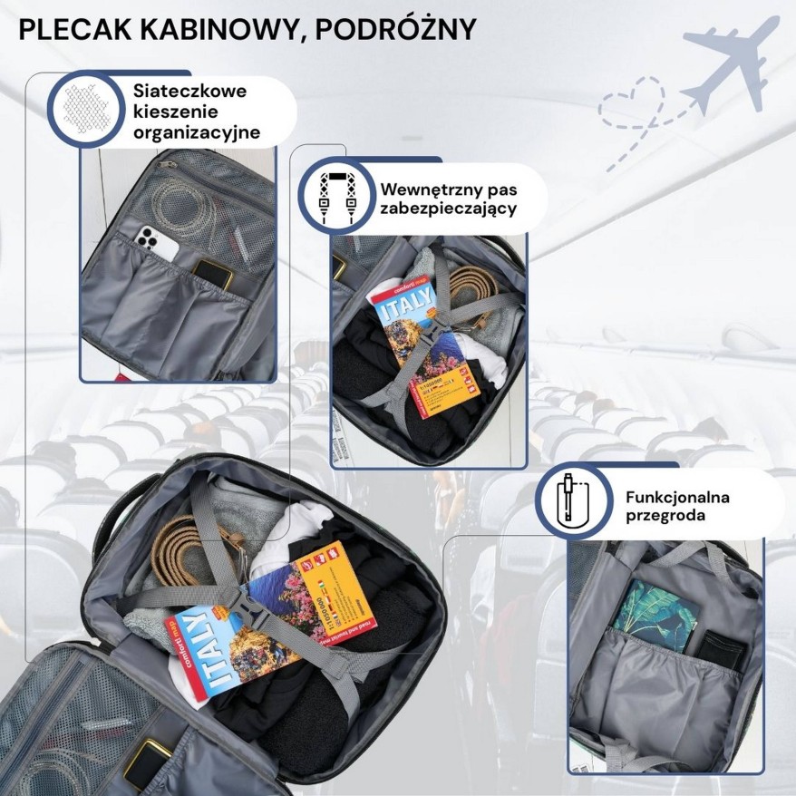 Plecak podróżny do samolotu wielofunkcyjny Paolo Peruzzi AS-01-MRZ