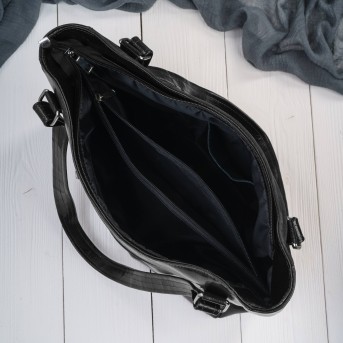 Czarna Torebka Skórzana Paolo Peruzzi Z-09 | Zamszowa Listonoszka