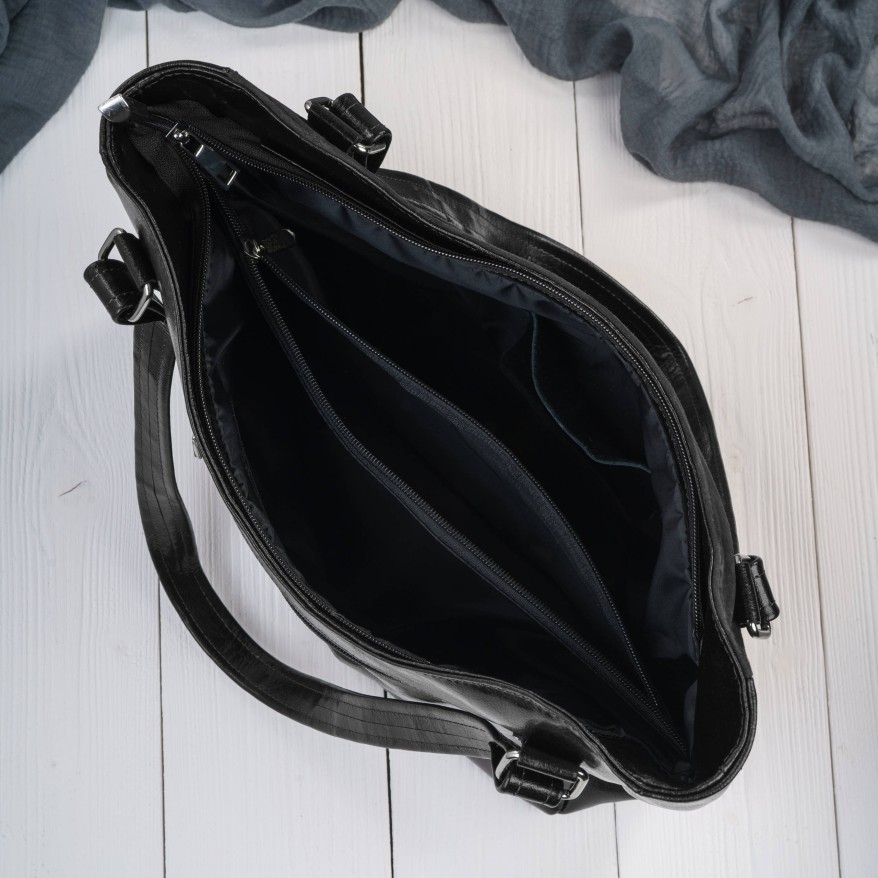 Czarna Torebka Skórzana Paolo Peruzzi Z-09 | Zamszowa Listonoszka