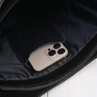 Czarna Torebka Skórzana Paolo Peruzzi Z-09 | Zamszowa Listonoszka