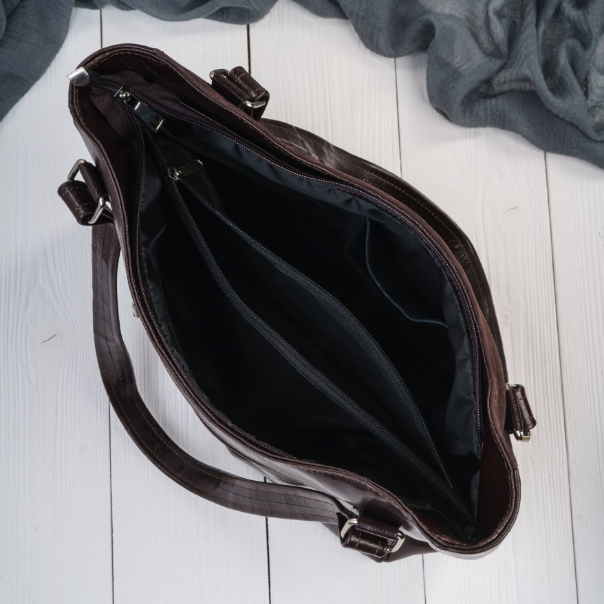 Torebka damska na ramię skórzana klasyczna brązowa Paolo Peruzzi Z-09-BRZM