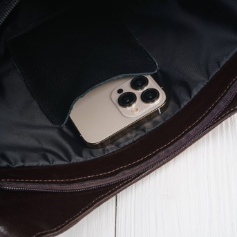 Brązowa Torebka Skórzana Paolo Peruzzi Z-09 | Zamszowa Listonoszka