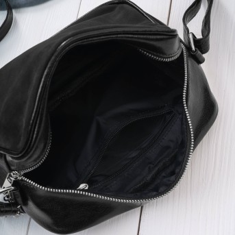 Torebka damska listonoszka skórzana czarna z dodatkiem zamszu Paolo Peruzzi Z-57-BLZM