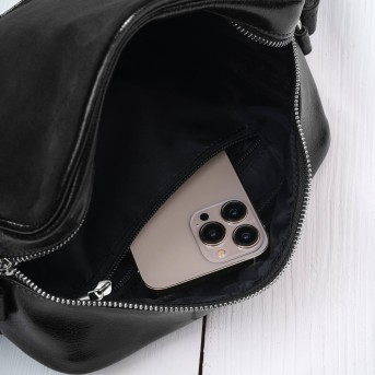 Torebka damska listonoszka skórzana czarna z dodatkiem zamszu Paolo Peruzzi Z-57-BLZM