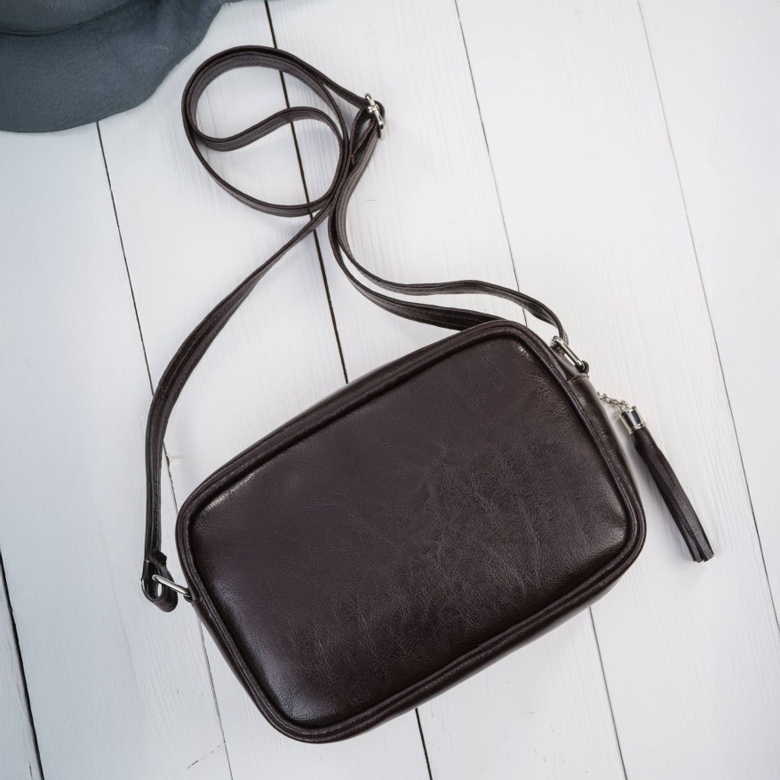 Torebka damska listonoszka skórzana brązowa z dodatkiem zamszu Paolo Peruzzi Z-57-BRZM