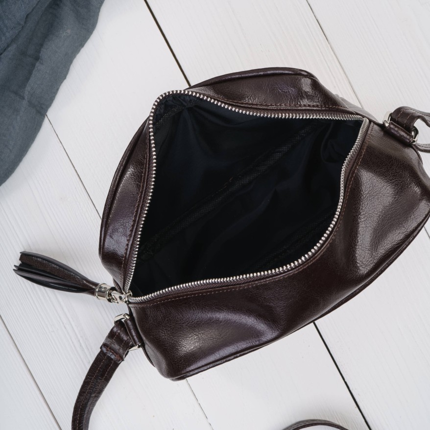 Torebka damska listonoszka skórzana brązowa z dodatkiem zamszu Paolo Peruzzi Z-57-BRZM