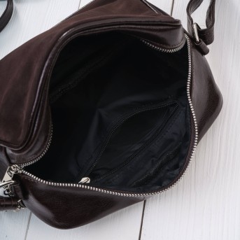 Torebka damska listonoszka skórzana brązowa z dodatkiem zamszu Paolo Peruzzi Z-57-BRZM