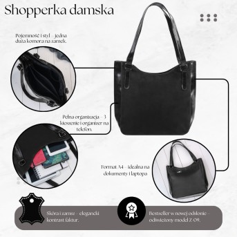 Czarna Torebka Skórzana Paolo Peruzzi Z-09 | Zamszowa Listonoszka