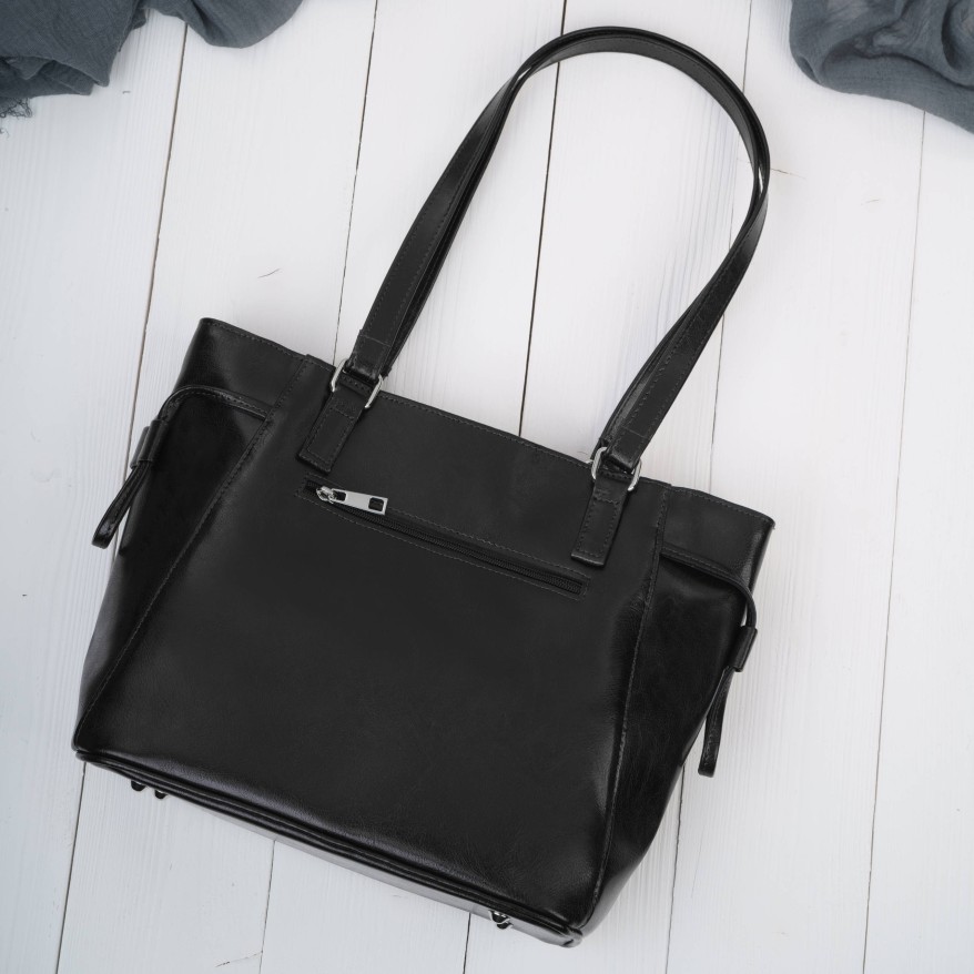 Czarna Torebka Skórzana Paolo Peruzzi Z-58 | Zamszowa Listonoszka