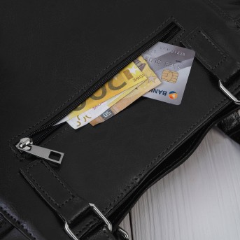 Czarna Torebka Skórzana Paolo Peruzzi Z-58 | Zamszowa Listonoszka