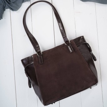 Brązowa Torebka Skórzana Paolo Peruzzi Z-58 | Zamszowa Listonoszka